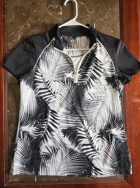Ruby Rd. Black and White Palm Print Swim Coverup